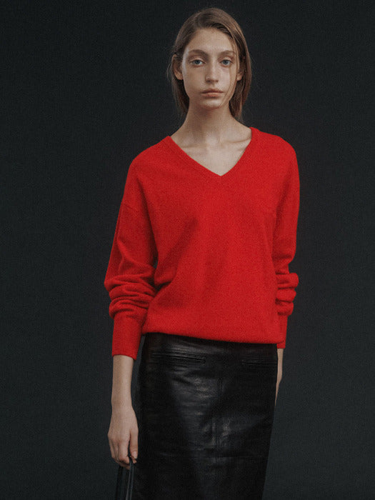 Haig v-neck pullover (Red)