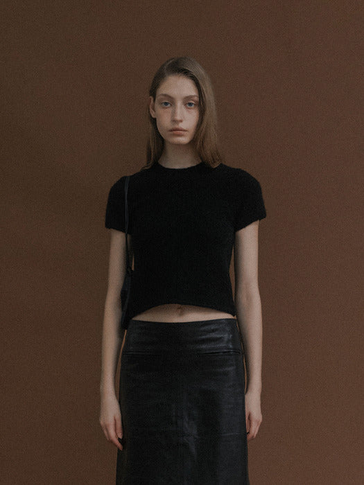 Nothing Written Kotte alpaca short sleeve knit (Black)