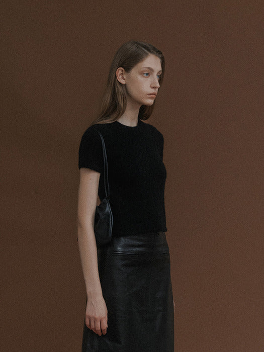 Nothing Written Kotte alpaca short sleeve knit (Black)