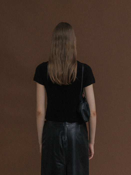 Nothing Written Kotte alpaca short sleeve knit (Black)