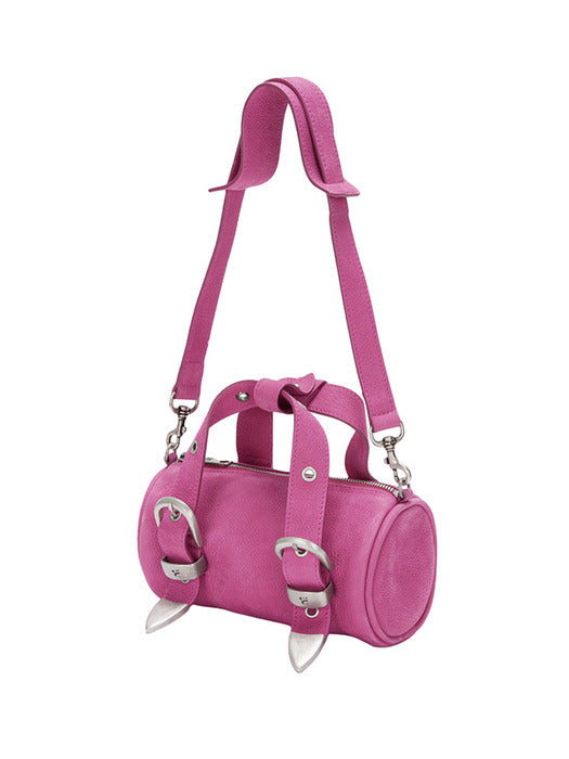 BELTED LOG BAG_fuxia nubuck