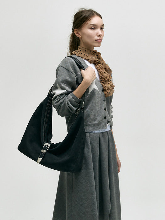 Margesherwood Belted Hobo black nubuck