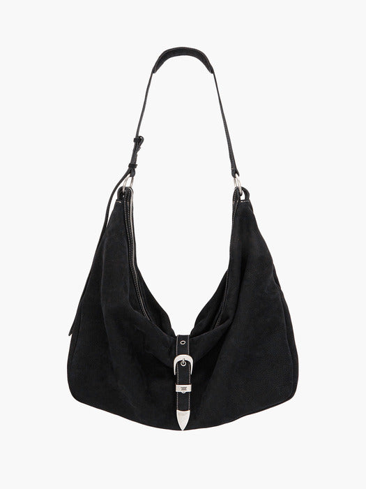 BELTED HOBO_black nubuck