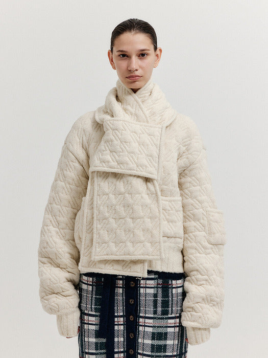 [EENK] Xomili Textured Muffler - Ivory