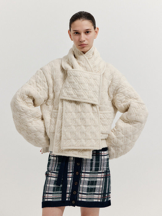 [EENK] Xomili Textured Muffler - Ivory