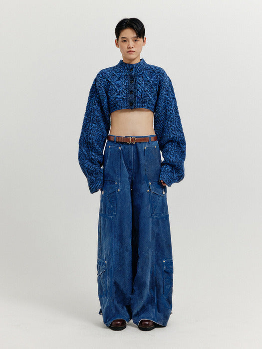 Eenk Xovia Cargo Denim Pants - Blue