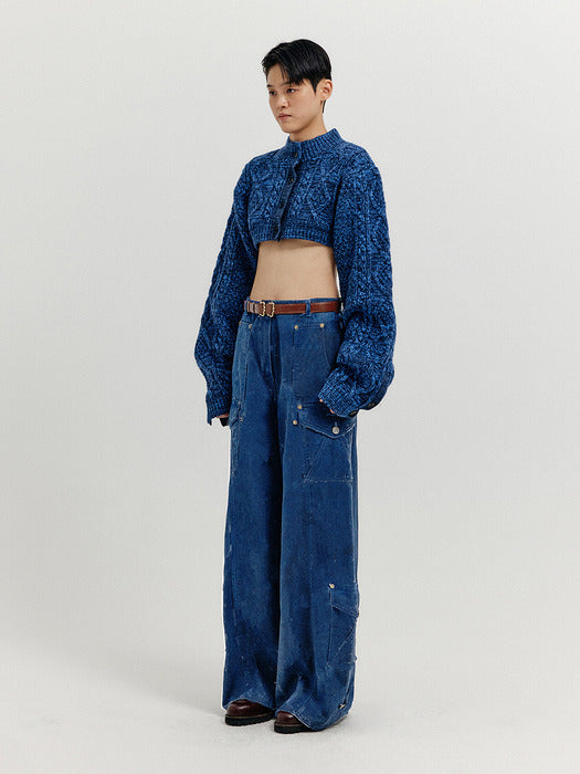 Eenk Xovia Cargo Denim Pants - Blue