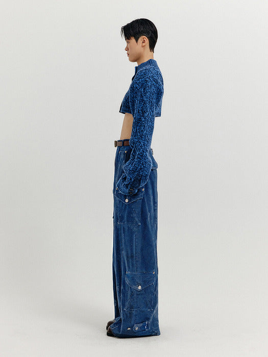 Eenk Xovia Cargo Denim Pants - Blue