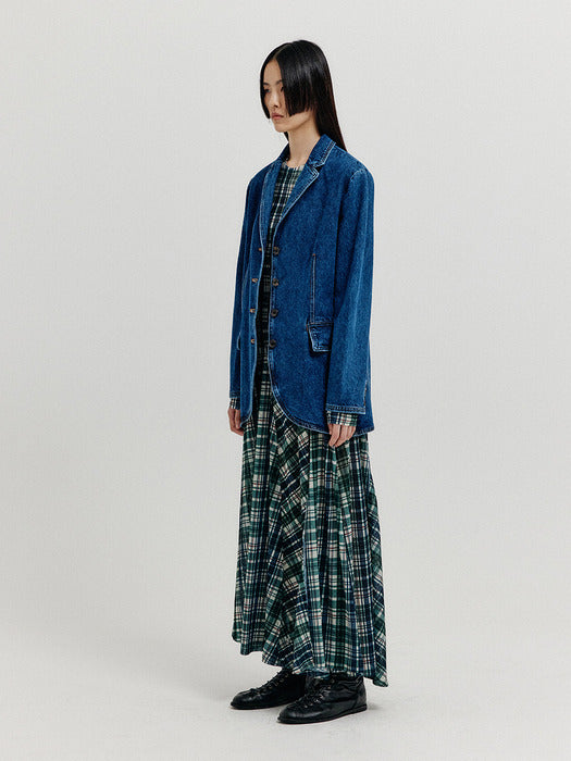 Eenk Xetta Single-Breasted Denim Blazer - Blue