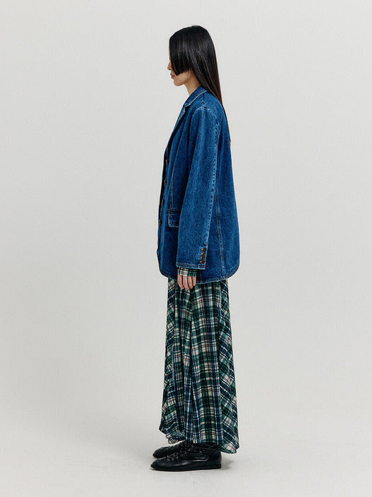 Eenk Xetta Single-Breasted Denim Blazer - Blue
