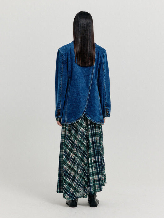 Eenk Xetta Single-Breasted Denim Blazer - Blue