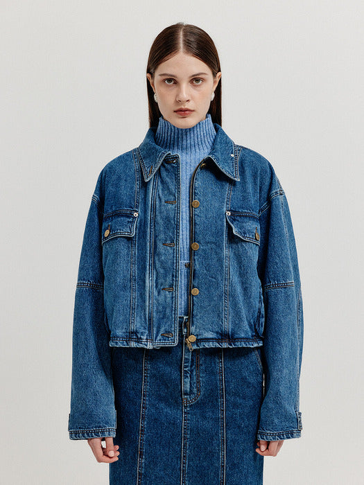 Eenk Xmen Vintage Bomber Short Denim Jacket - Blue