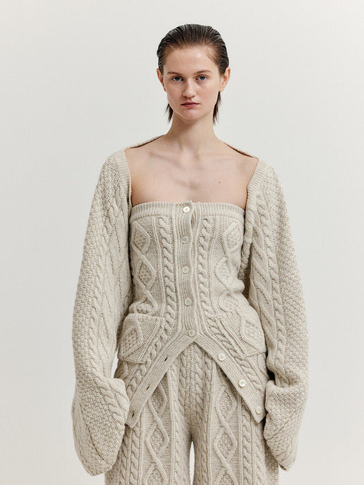 Eenk Xilissy Cable Knit Bolero Cardigan - Ivory