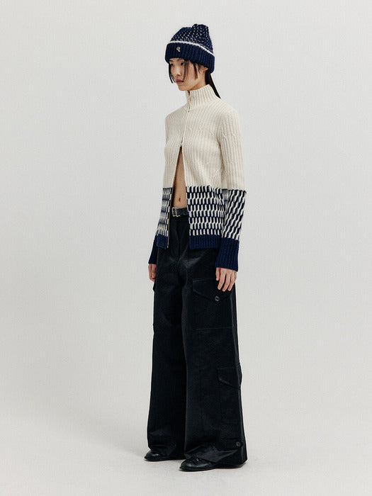 Eenk Xcoo Cable Knit Zip Cardigan - Cream