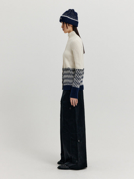 Eenk Xcoo Cable Knit Zip Cardigan - Cream