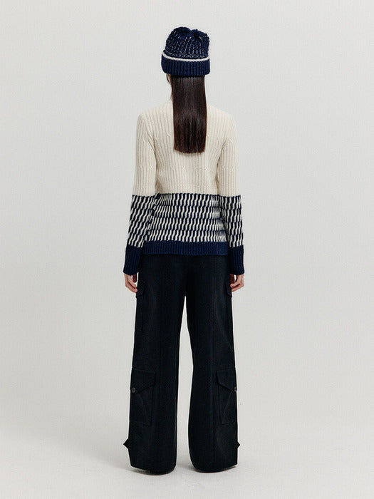 Eenk Xcoo Cable Knit Zip Cardigan - Cream