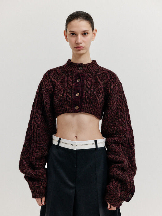 Eenk Xili Cable Knit Crop Cardigan - Brown
