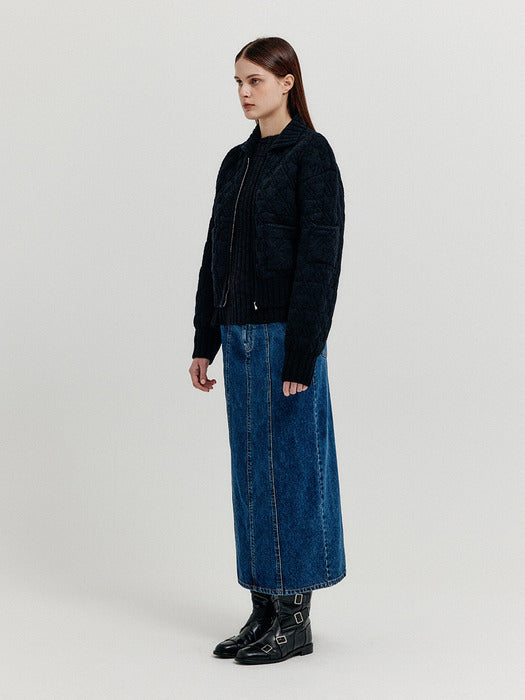 Eenk Xelda Textured Zip Cardigan - Black
