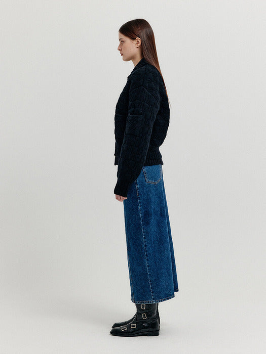 Eenk Xelda Textured Zip Cardigan - Black