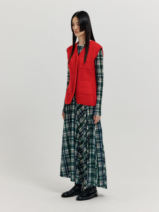 [EENK] Xolin 4-Pocket Knit Vest - Red