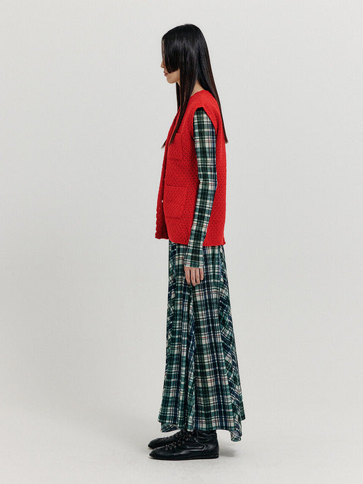[EENK] Xolin 4-Pocket Knit Vest - Red