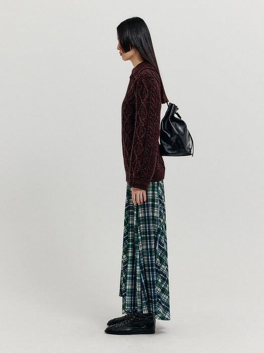 Eenk Xoebe Cable Knit Collared Turtleneck - Brown