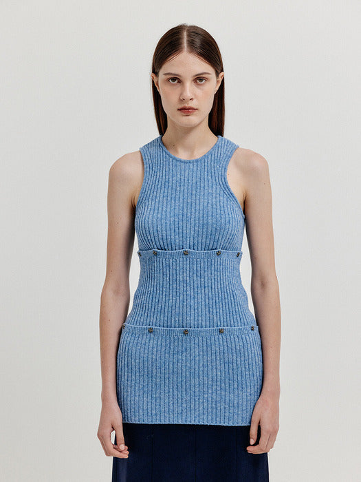[EENK] Xender Separable Sleeveless Knit Top - Sky Blue