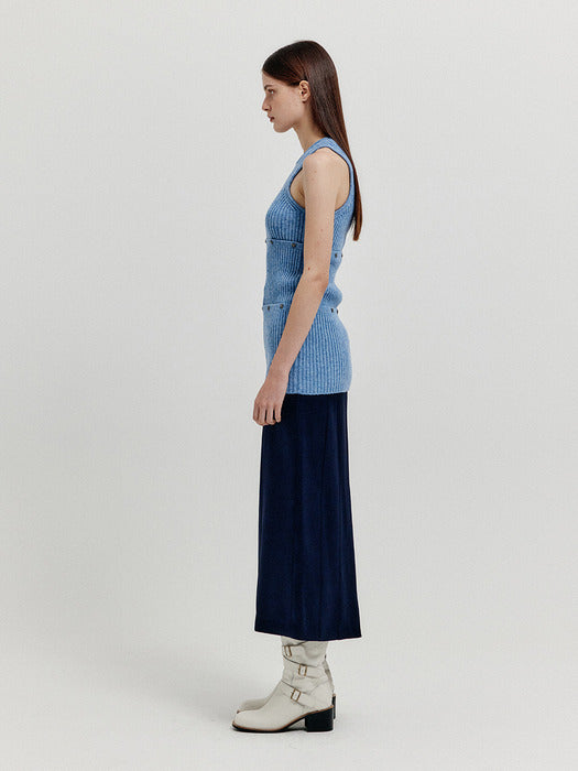 [EENK] Xender Separable Sleeveless Knit Top - Sky Blue