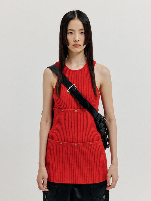 Eenk Xender Separable Sleeveless Knit Top - Red