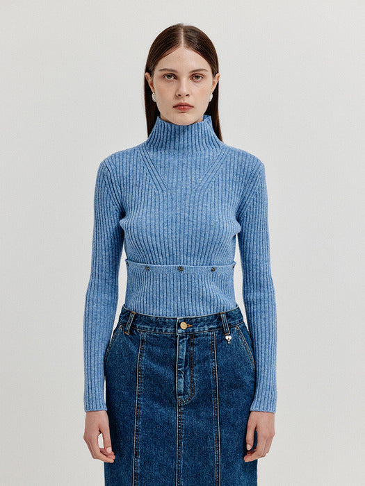 Eenk Xolly Separable Knit Turtleneck - Sky Blue