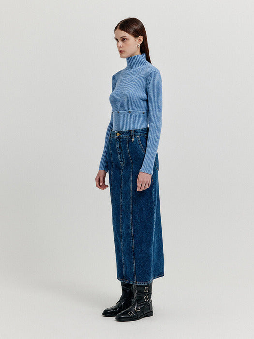 Eenk Xolly Separable Knit Turtleneck - Sky Blue