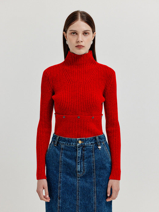 Eenk Xolly Separable Knit Turtleneck - Red