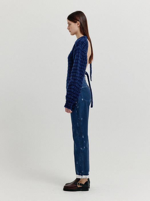 Eenk Xave Open Back Knit Pullover - Navy