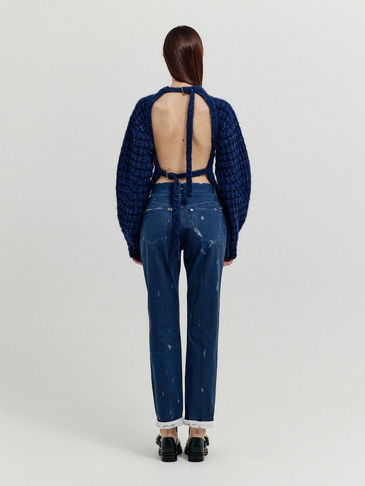 Eenk Xave Open Back Knit Pullover - Navy