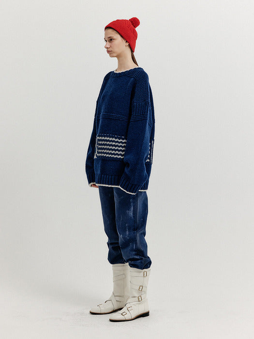 Eenk Xanthe Jacquard Knit Pullover - Navy