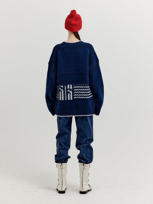 Eenk Xanthe Jacquard Knit Pullover - Navy