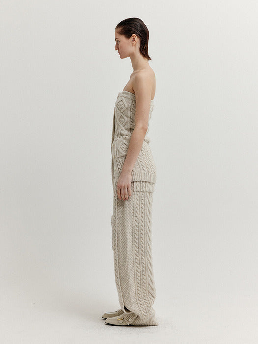 [EENK] Xra Cable Knit Tube Top - Ivory