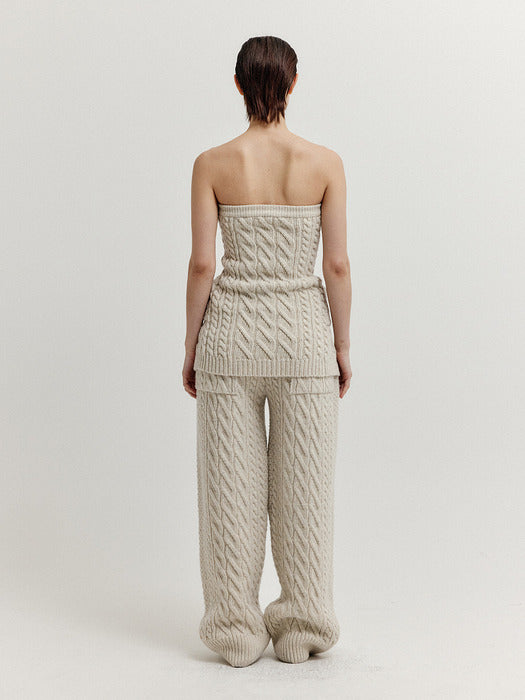 [EENK] Xra Cable Knit Tube Top - Ivory