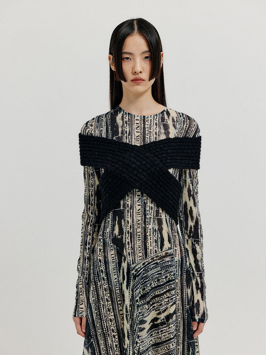 Eenk Xioletta Cross Knit Top - Black