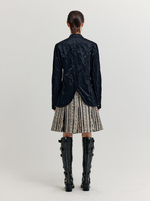 [EENK] Xovel Pintucked Skirt - Black/Beige