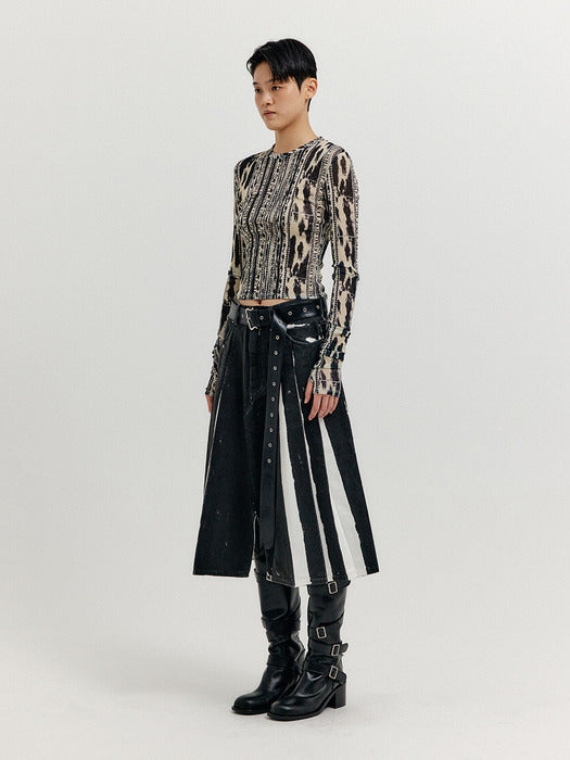 Eenk Xsquare Print T-Shirt - Black/Beige