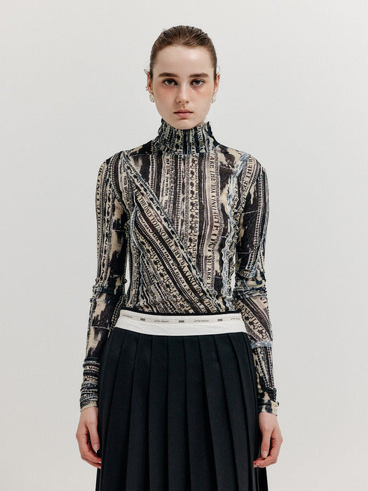 Eenk Xol Paneled Turtleneck Top - Black/Beige