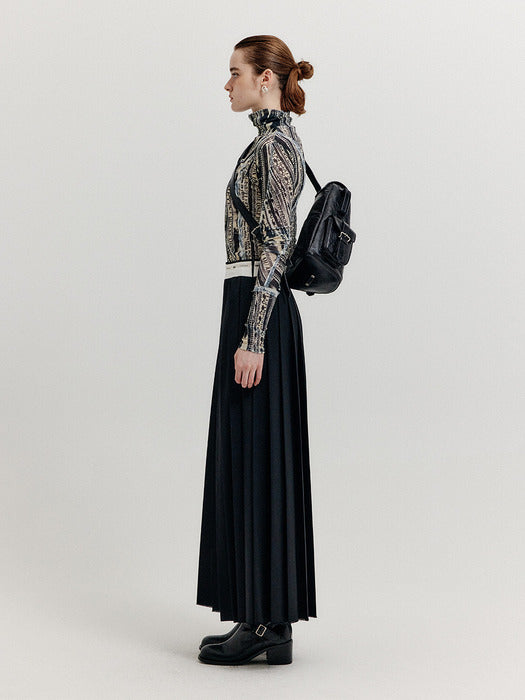 Eenk Xol Paneled Turtleneck Top - Black/Beige