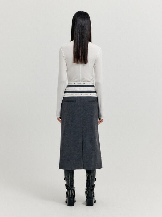 Eenk Xette Waistband Layered Midi Skirt - Dark Grey