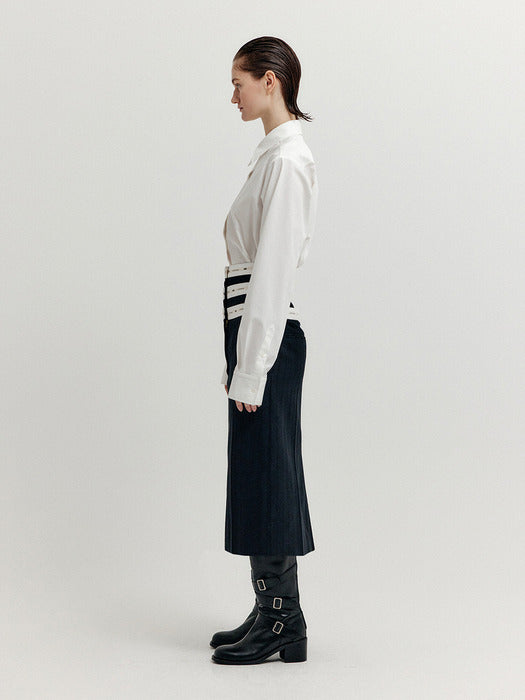 Eenk Xette Waistband Layered Midi Skirt - Black