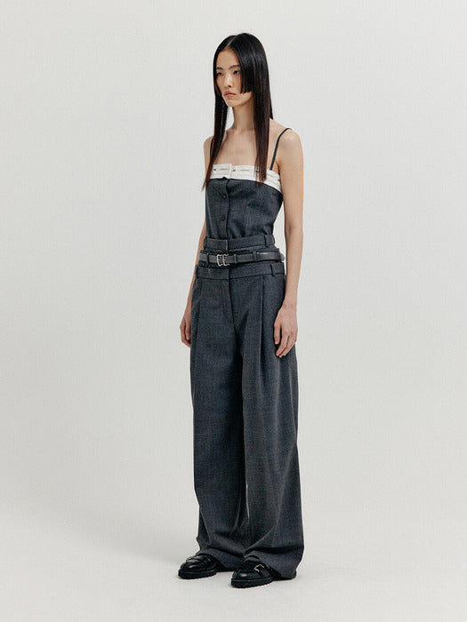 Eenk Xicky Waistband Layered Pants - Grey