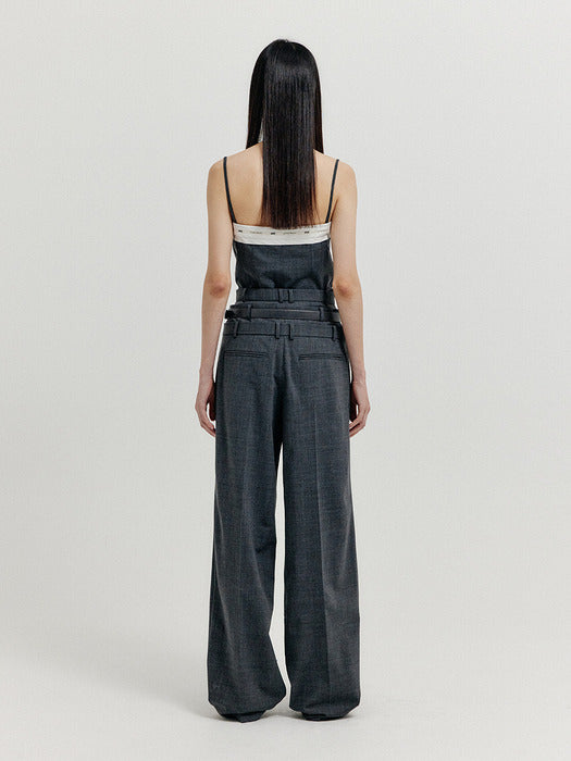 Eenk Xicky Waistband Layered Pants - Grey