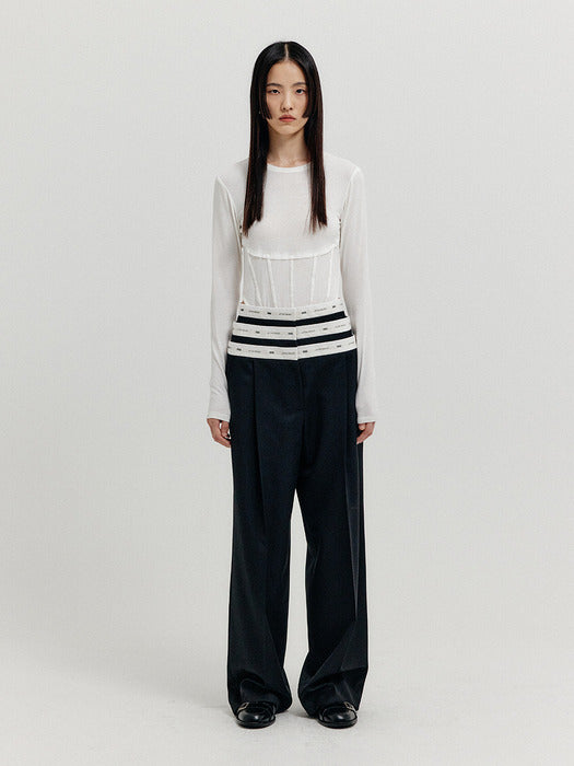 Eenk Xicky Waistband Layered Pants - Black