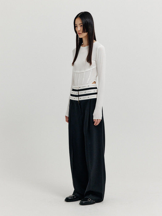 Eenk Xicky Waistband Layered Pants - Black