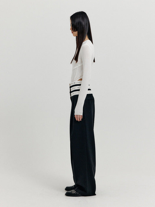 Eenk Xicky Waistband Layered Pants - Black